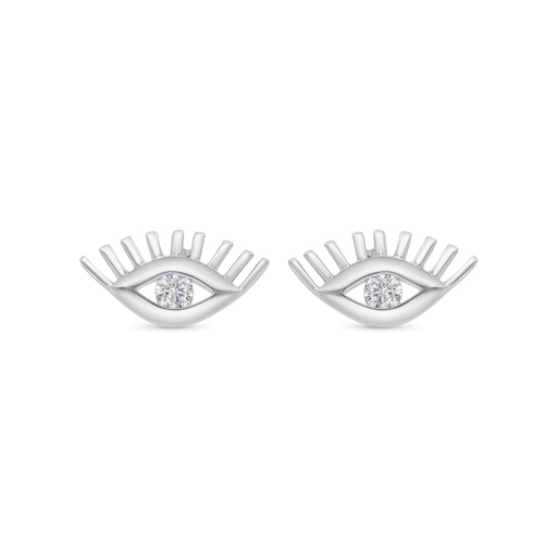 [EAR01WCZ00000C199] Sterling Silver 925 Earring Rhodium Plated Embedded With White CZ