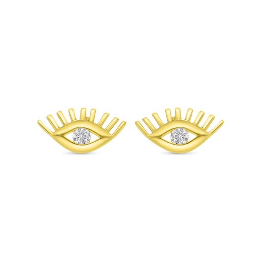 [EAR02WCZ00000C199] Sterling Silver 925 Earring Gold Plated Embedded With White CZ