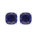 Sterling Silver 925 Earring Rhodium Plated Embedded With Sapphire Corundum 