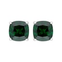 Sterling Silver 925 Earring Rhodium Plated Embedded With Emerald Zircon 