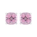 Sterling Silver 925 Earring Rhodium Plated Embedded With Pink Zircon 