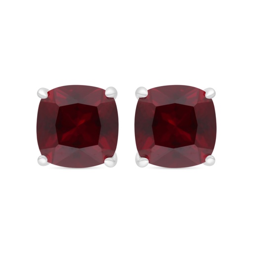 [EAR01RUB00000C200] Sterling Silver 925 Earring Rhodium Plated Embedded With Ruby Corundum 