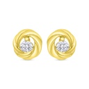 Sterling Silver 925 Earring Gold Plated Embedded With White CZ