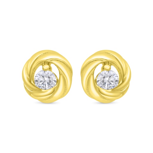 [EAR02WCZ00000C201] Sterling Silver 925 Earring Gold Plated Embedded With White CZ