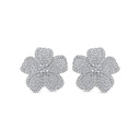 Sterling Silver 925 Earring Rhodium Plated Embedded With White CZ