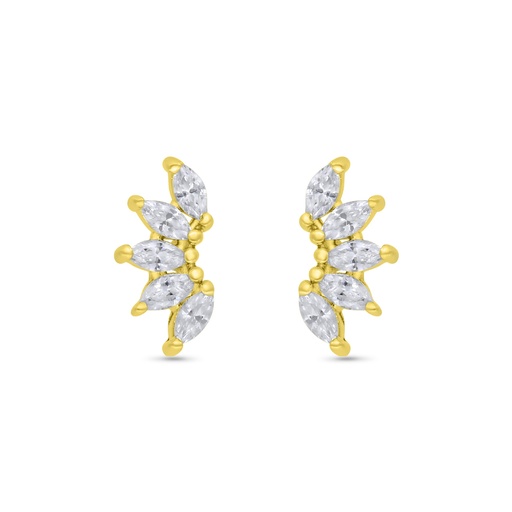 [EAR02WCZ00000C205] Sterling Silver 925 Earring Gold Plated Embedded With White CZ