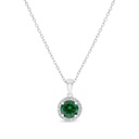 Sterling Silver 925 Necklace Rhodium Plated Embedded With Emerald Zircon And White CZ