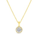 Sterling Silver 925 Necklace Gold Plated Embedded With Yellow Zircon And White CZ