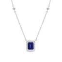 Sterling Silver 925 Necklace Rhodium Plated Embedded With Sapphire Corundum And White CZ