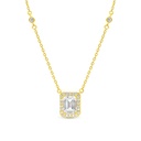 Sterling Silver 925 Necklace Gold Plated Embedded With Yellow Zircon And White CZ