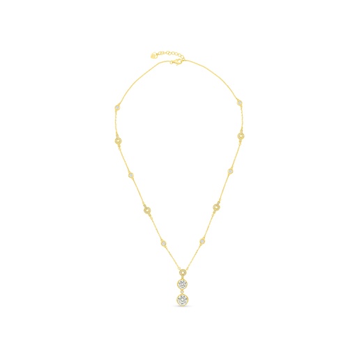 [NCL02CIT00WCZB271] Sterling Silver 925 Necklace Gold Plated Embedded With Yellow Zircon And White CZ