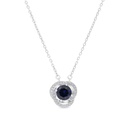 Sterling Silver 925 Necklace Rhodium Plated Embedded With Sapphire Corundum And White CZ