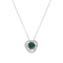 Sterling Silver 925 Necklace Rhodium Plated Embedded With Emerald Zircon And White CZ