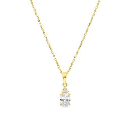 [NCL02CIT00WCZB277] Sterling Silver 925 Necklace Gold Plated Embedded With Yellow Zircon And White CZ