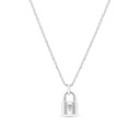 Sterling Silver 925 Necklace Rhodium Plated Embedded With White CZ