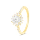 Sterling Silver 925 Ring Gold Plated Embedded With Yellow Zircon And White CZ 