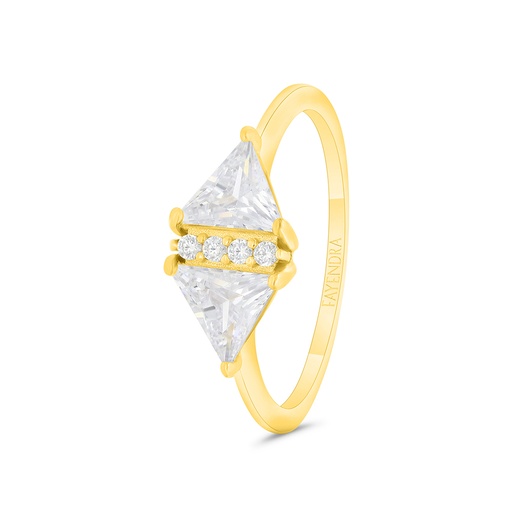 Sterling Silver 925 Ring Gold Plated Embedded With White CZ 