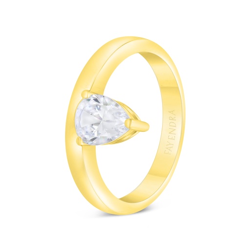 Sterling Silver 925 Ring Gold Plated Embedded With White CZ 