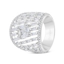 Sterling Silver 925 Ring Rhodium Plated Embedded With White CZ 