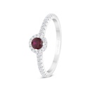 Sterling Silver 925 Ring Rhodium Plated Embedded With Ruby Corundum And White CZ 