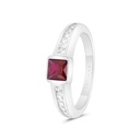 Sterling Silver 925 Ring Rhodium Plated Embedded With Ruby Corundum And White CZ For Men