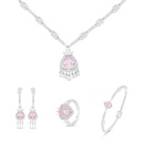 Sterling Silver 925 SET Rhodium Plated Embedded With pink  Zircon And White CZ