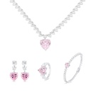 Sterling Silver 925 SET Rhodium Plated Embedded With pink  Zircon And White CZ