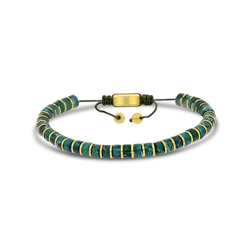 [BRC0900TRQ000A143] Stainless Steel Bracelet, Gold Plated And Green Turquoise For Men 316L