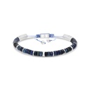 Stainless Steel Bracelet, Rhodium Plated And Emperor Stone For Men 316L