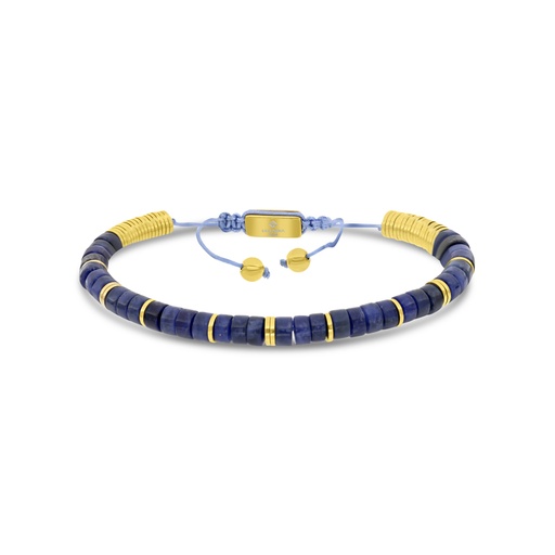 [BRC0900VEN000A147] Stainless Steel Bracelet, Gold Plated And Blue-vein Stone For Men 316L