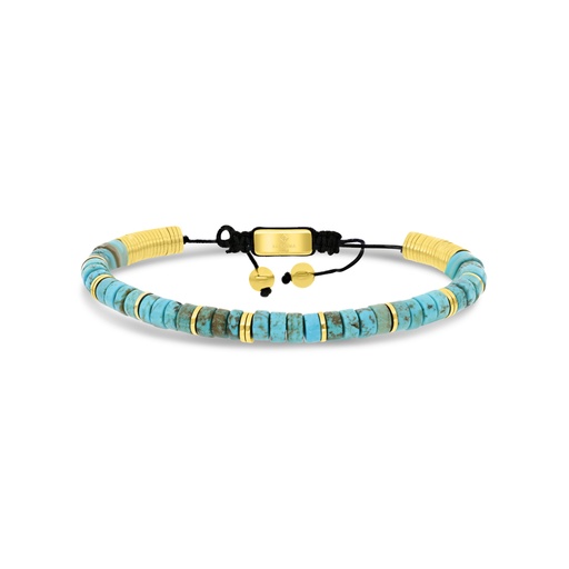 [BRC0900TRQ000A148] Stainless Steel Bracelet, Gold Plated And Turquoise For Men 316L