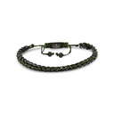 Stainless Steel Bracelet, Black Plated And Green Thread For Men 316L