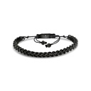 Stainless Steel Bracelet, Black Plated And Black Thread For Men 316L