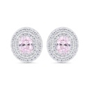 Sterling Silver 925 Earring Rhodium Plated Embedded With Pink Zircon And White Zircon