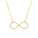 Sterling Silver 925 Necklace Gold Plated Embedded With White Zircon