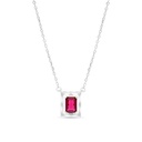 Sterling Silver 925 Necklace Rhodium Plated Embedded With Ruby Corundum 