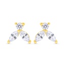 Sterling Silver 925 Earring Gold Plated Embedded With White Zircon