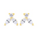 Sterling Silver 925 Earring Gold Plated Embedded With White Zircon