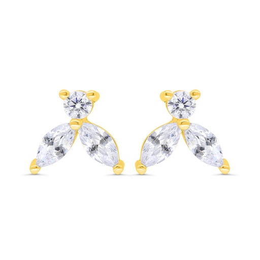 [EAR02WCZ00000C138] Sterling Silver 925 Earring Gold Plated Embedded With White Zircon
