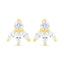 Sterling Silver 925 Earring Gold Plated Embedded With White Zircon