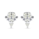 Sterling Silver 925 Earring Rhodium Plated Embedded With Yellow Zircon And White Zircon