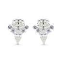 Sterling Silver 925 Earring Rhodium Plated Embedded With Yellow Zircon And White Zircon