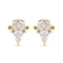 Sterling Silver 925 Earring Gold Plated Embedded With White Zircon 