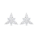 Sterling Silver 925 Earring Rhodium Plated Embedded With Yellow Zircon And White Zircon
