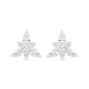 Sterling Silver 925 Earring Rhodium Plated Embedded With Yellow Zircon And White Zircon