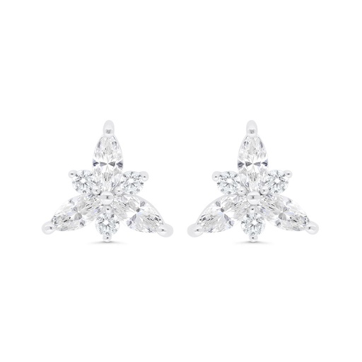 [EAR01CIT00WCZB879] Sterling Silver 925 Earring Rhodium Plated Embedded With Yellow Zircon And White Zircon