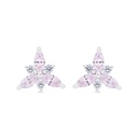 Sterling Silver 925 Earring Rhodium Plated Embedded With Pink Zircon And White Zircon