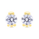 Sterling Silver 925 Earring Gold Plated Embedded With White Zircon