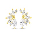 Sterling Silver 925 Earring Gold Plated Embedded With White Zircon