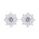 Sterling Silver 925 Earring Rhodium Plated Embedded With White Zircon 